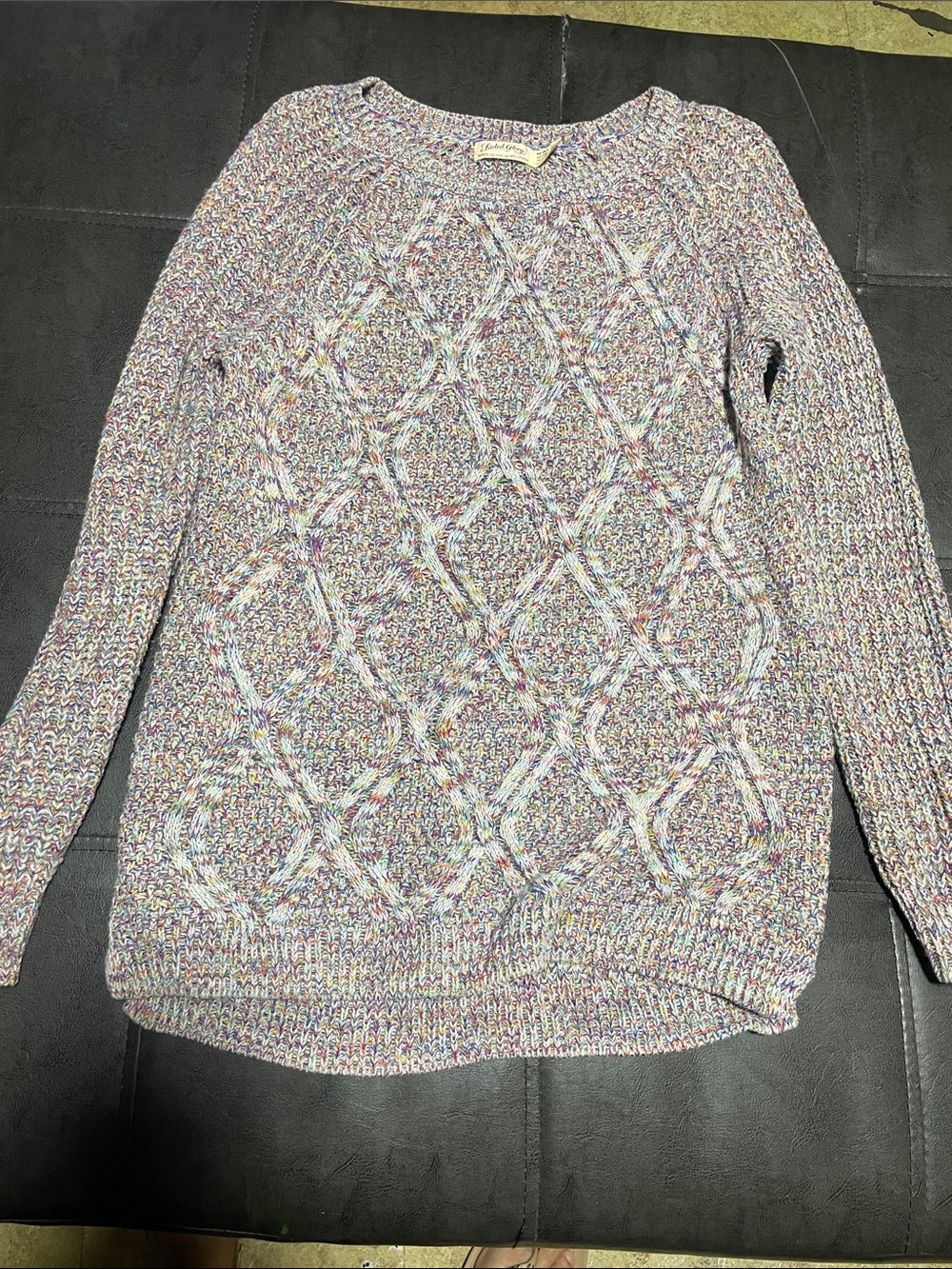 Faded Glory Pastel Multicolor Cable Scoop Neck Sweater
